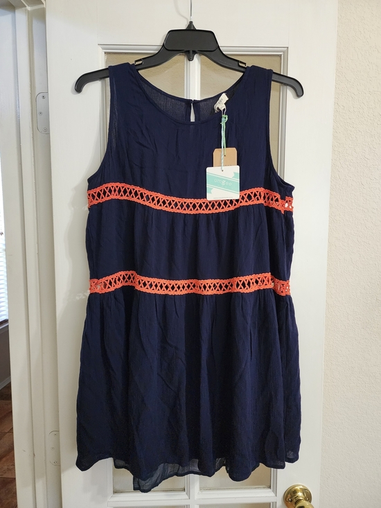 Umgee Dresses & Skirts - NWT Umgee Navy Coral Crochet Trim Boho Dress With Slip H2239 Large